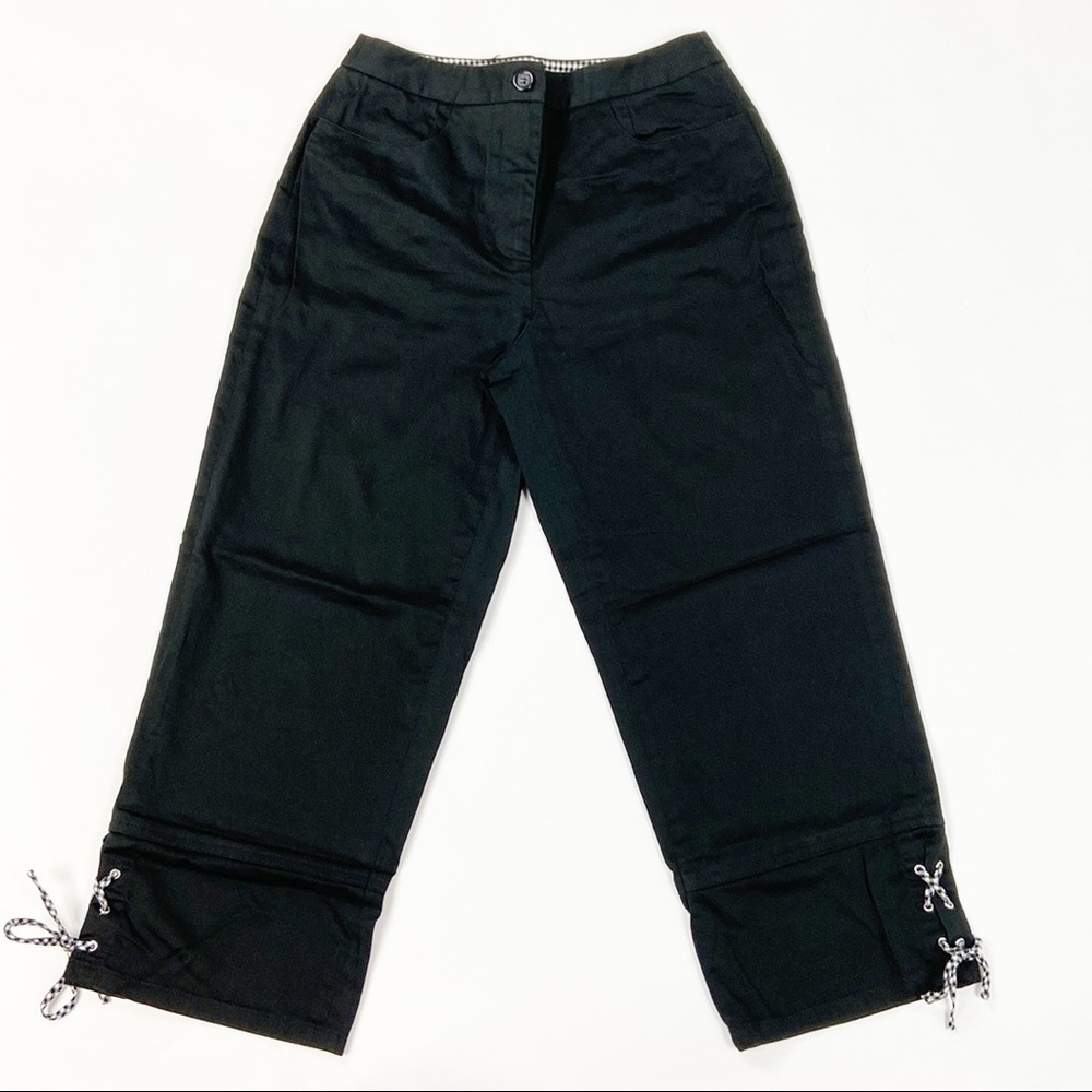 TALBOTS Petites Stretch Black Ankle Cropped Black Career Trouser Pants